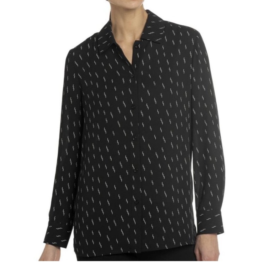 Chelsea & Theodore Women’s Black Lightning Button Down Blouse—L